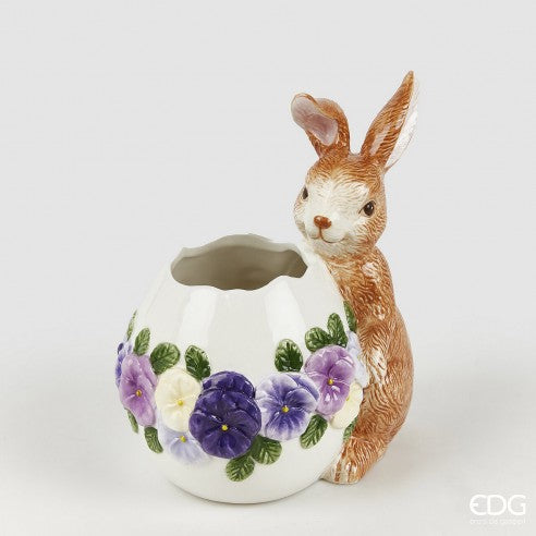 VASO COELHO C/ OVO CASTANHO/CREME/LILAS
