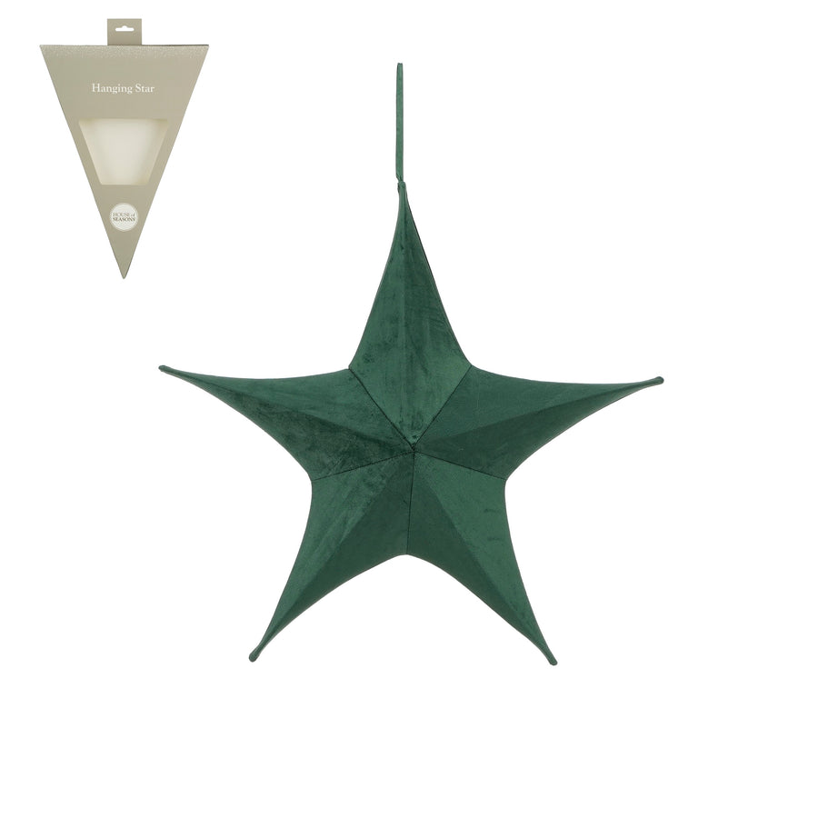 ESTRELA VERDE VELUDO 65x20x60CM