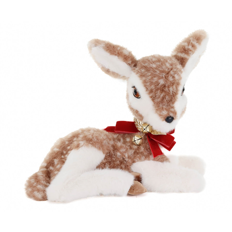 BAMBI XMAS SENTADO CASTANHO/CREME 42CM
