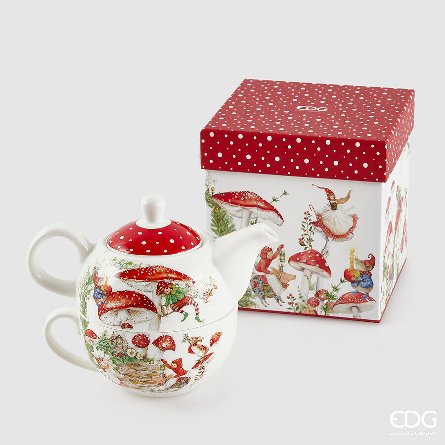 SET CHA CHAVENA E BULE COGUMELO H.13 D.12