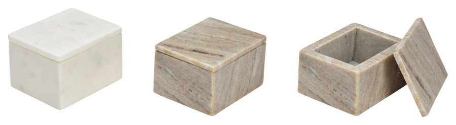 CAIXA MARMORE BRANCO/BEGE/DOURADO 10x7x8CM SORTIDO